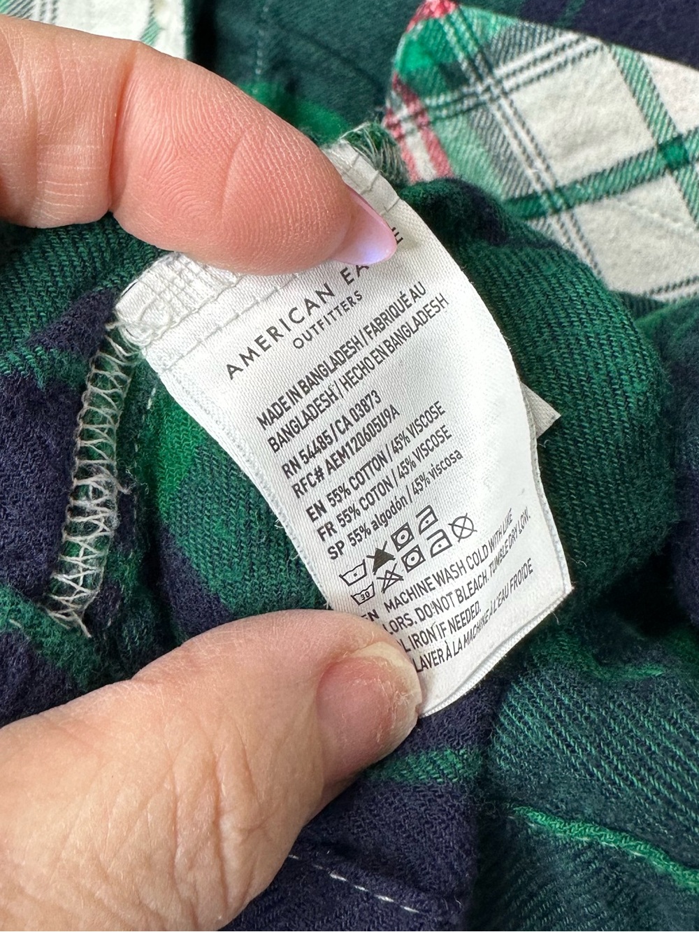 American Eagle Outfitters Lounge  Green Plaid‎ Cropped Button-Up Shirt XS - Picture 4 of 6